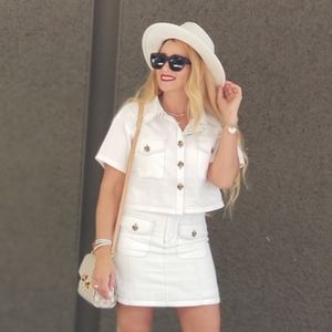2 PIECE WHITE BUTTON DOWN SKIRT & TOP SET